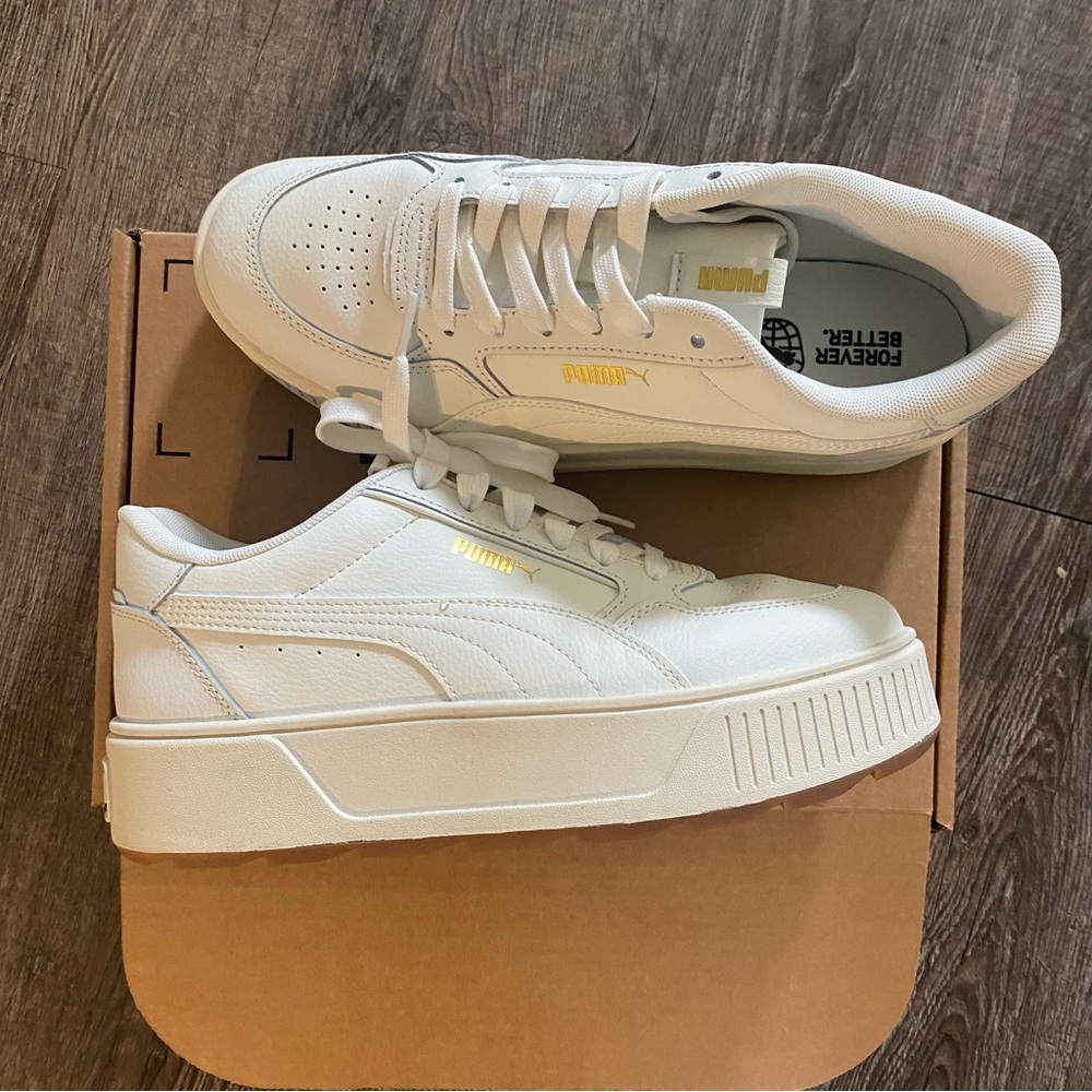 Puma Shoes Women Size 10 Ivory Platform Lace Up Sneakers